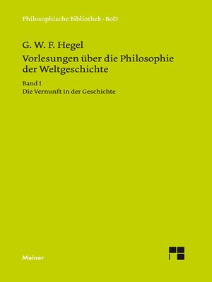 cover image of Vorlesungen über die Philosophie der Weltgeschichte. Band I